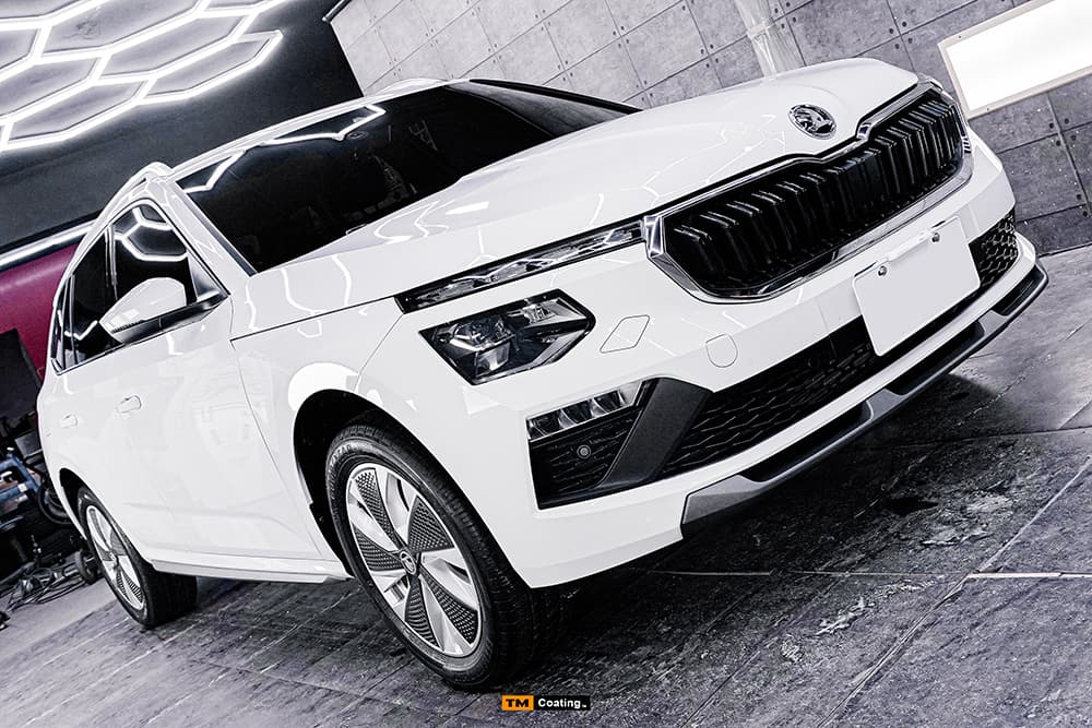 新北汽車鍍膜白色 Skoda SUV 完工展示